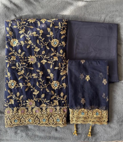 Navy blue gold punjabi suit - navy,