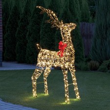Christmas XLarge Reindeer Decoration LED Stag Ornament Light Up Glitter Xmas 5ft