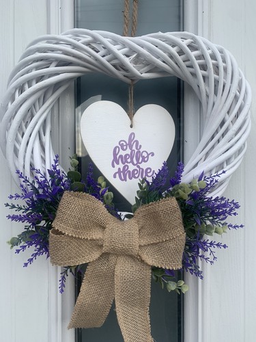 Door wreath wicker - door, white