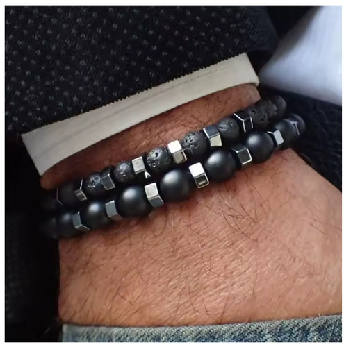 Men gemstone strand bracelet - men's,