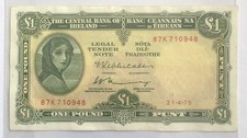 Ireland 1975 £1 Lady Lavery Bank Note Nice Condition 