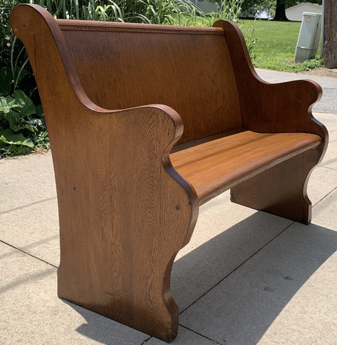 Antique oak pew original - pew,