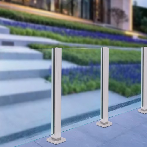 Glass railing mid post - glass,