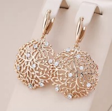 585 Rose gold Earrings For Woman Glossy Jewelry