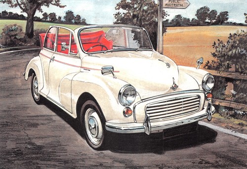 Motoring postcard morris - motoring, minor
