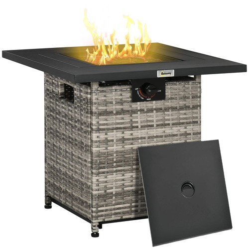 Outdoor rattan gas fire pit - pe,