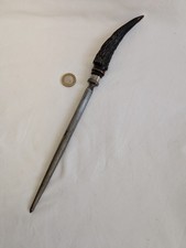 Vintage  Sharpening Steel Antler Handle Sheffield Silver Collar Dated 1906