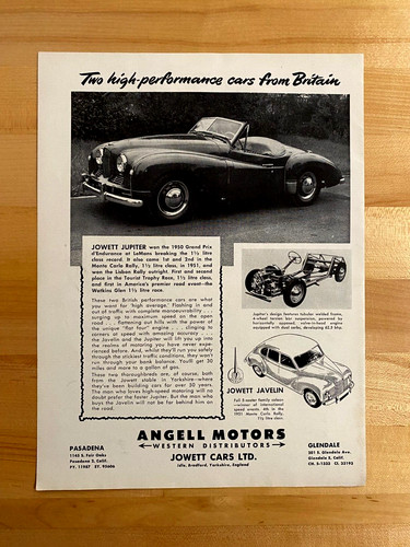 1952 print jowett jupiter - print, ad