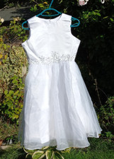 White Holy Communion Bridesmaid Party Girl Knee-length Dress Age 10 - 12 Years