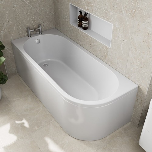 Shaped shower bath - left, hand