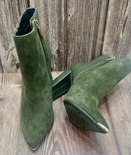 Ted Baker Womens Ankle Boots Leather Suede Khaki  Size 3.5