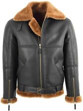 Mens Original Flying Sheepskin Jacket RAF Pilot Aviator Style Tyler Brown Ginger