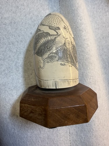 Faux whale octopus scrimshaw - whale,