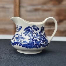 English Ironstone Tableware LTD Old Willow Milk Jug Blue and White Vintage Retro