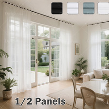 Pair Eyelet Ring Top Curtains Semi Sheer Net Voile Curtain Drapes Lucy 1/2 Panel