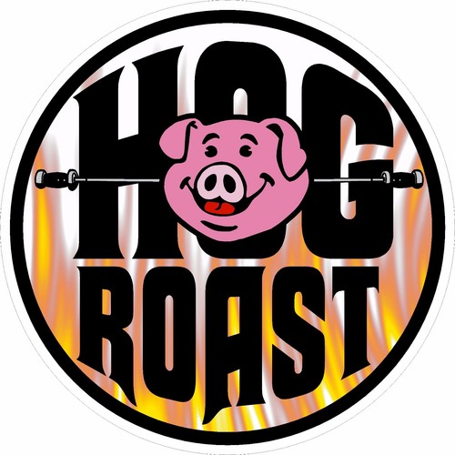 Hog roast sticker - hog, round