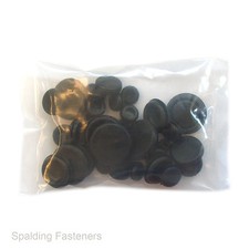 Assorted 40 Metric Black Rubber Closed Blind Blanking Grommets 6 - 25mm