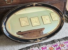 Antique 1920s oval ebonised - oval,