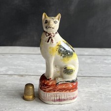 Victorian Staffordshire Cat Figure Kitten C 1860 Folk Art