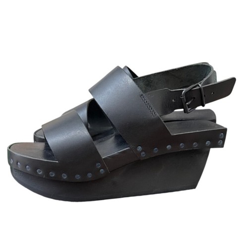 Trippen black leather platform - black,