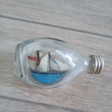 Vintage Miniature Ship in a Dimple Haig Glass Bottle Collectible York England
