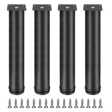 12 Inch Furniture Legs, Adjustable Round Cabinet Legs, Pack of 4, Black