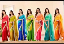 Georgette Saree Indian wedding Bollywood designer formal Amazing Beautiful Sari