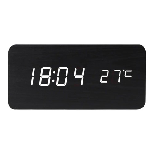 Digital alarm clock - wooden, led