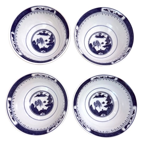Vtg blue willow pattern - willow, rice