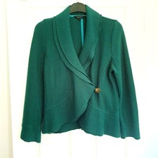 East Wool Jacket Size 12 Teal Green 100% Boiled  Wool Button Cardigan Pockets