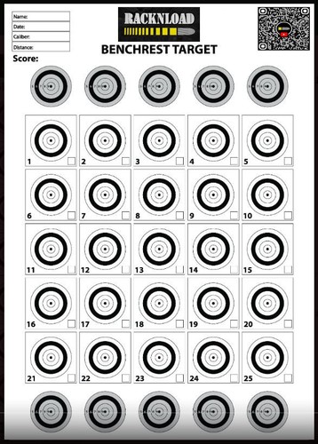 Bench rest targets x20 size - bench,