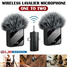 Wireless Lavalier Microphone Clip Mini Mic For iPhone Android Recording Vlog UK