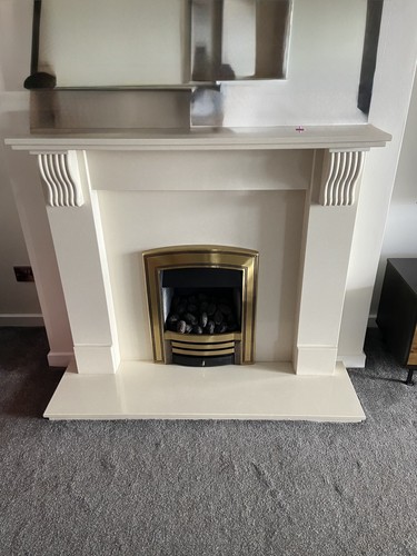 Cream marble fire surround and - marble,