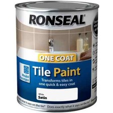 Ronseal One Coat Tile Kitchen Bathroom Paint White Satin 750Ml