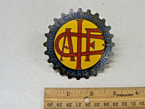 Vtg car auto enamel badge - auto,