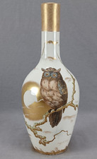 Royal Bonn Hand Painted Owl Butterfly Gold & Ivory 12 1/2 Inch Vase C. 1875-1890