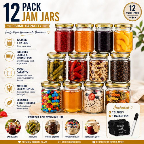 Round jars glass jam marmalade - jam,