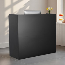 VEVOR Reception Desk Rectangular Front Counter Table 47.24 in Black Office Table