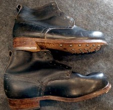 WW2 Post War German Style M43 Low Boots - Czech Military Vintage with Hobnails 