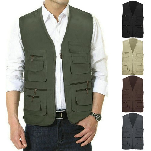 Mens multi pocket vest - mens,
