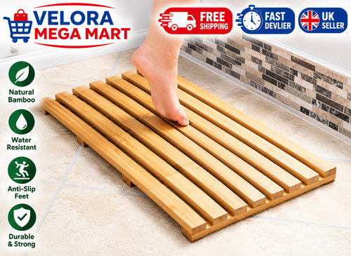 Bamboo wooden bath mat - wooden,