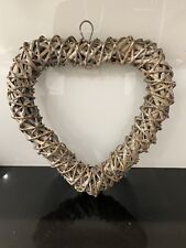 Natural Wicker Hanging Heart Wreath Grey / Natural  29cm cm Home Decor  Wedding