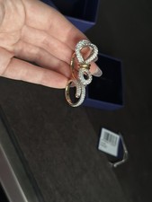 Swarovski Lifelong Bow Double Ring – Crystal Ring , Brand New RRP £129 +