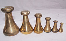 VINTAGE SCALE WEIGHT SET 6 AVERY CAPSTAN BRASS 1/2oz TO 1 lb WEIGHTS & MEASURES