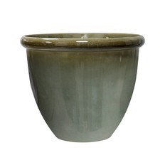 Pot Planter Glazed Olive Green Lightweight Glazed Effect Planter For Garden