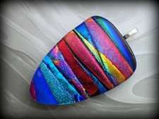Dichroic Glass Pendant Northern Lights Rainbow Glow Fused Glass Art