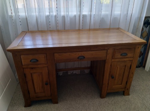 Solid oak desk 136x59x77 - 136x59x77, cm