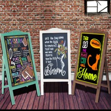 Large Wooden Blackboard Chalkboard Vintage Children's Educational Fold Up Easel