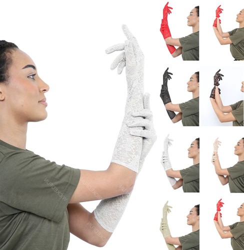 Ladies lace net evening - net, gloves