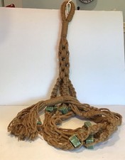 Vintage MCM Macrame Plant Hanger With Ceramic Beads—HUGE!—and Dramatic